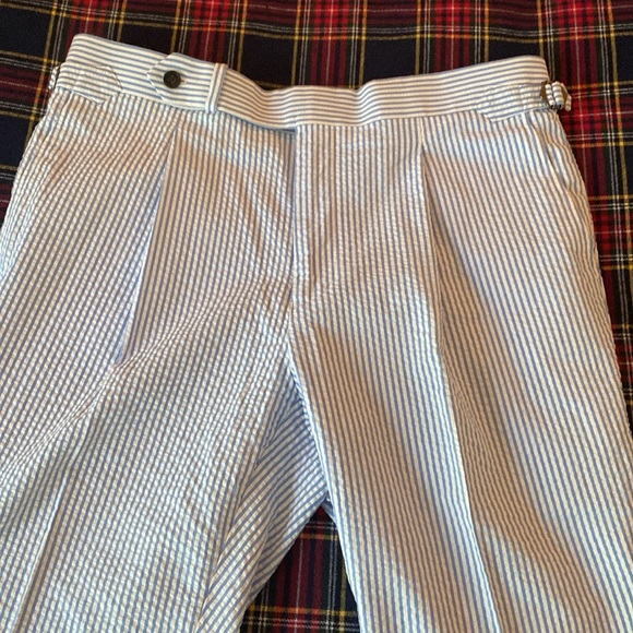 seersucker trousers with 2” cuffs (real seersucker fabric from Hardy-Minnis) - Picture 2 of 7